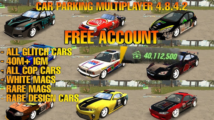 50+ Car Parking Multiplayer Free Accounts and Passwords