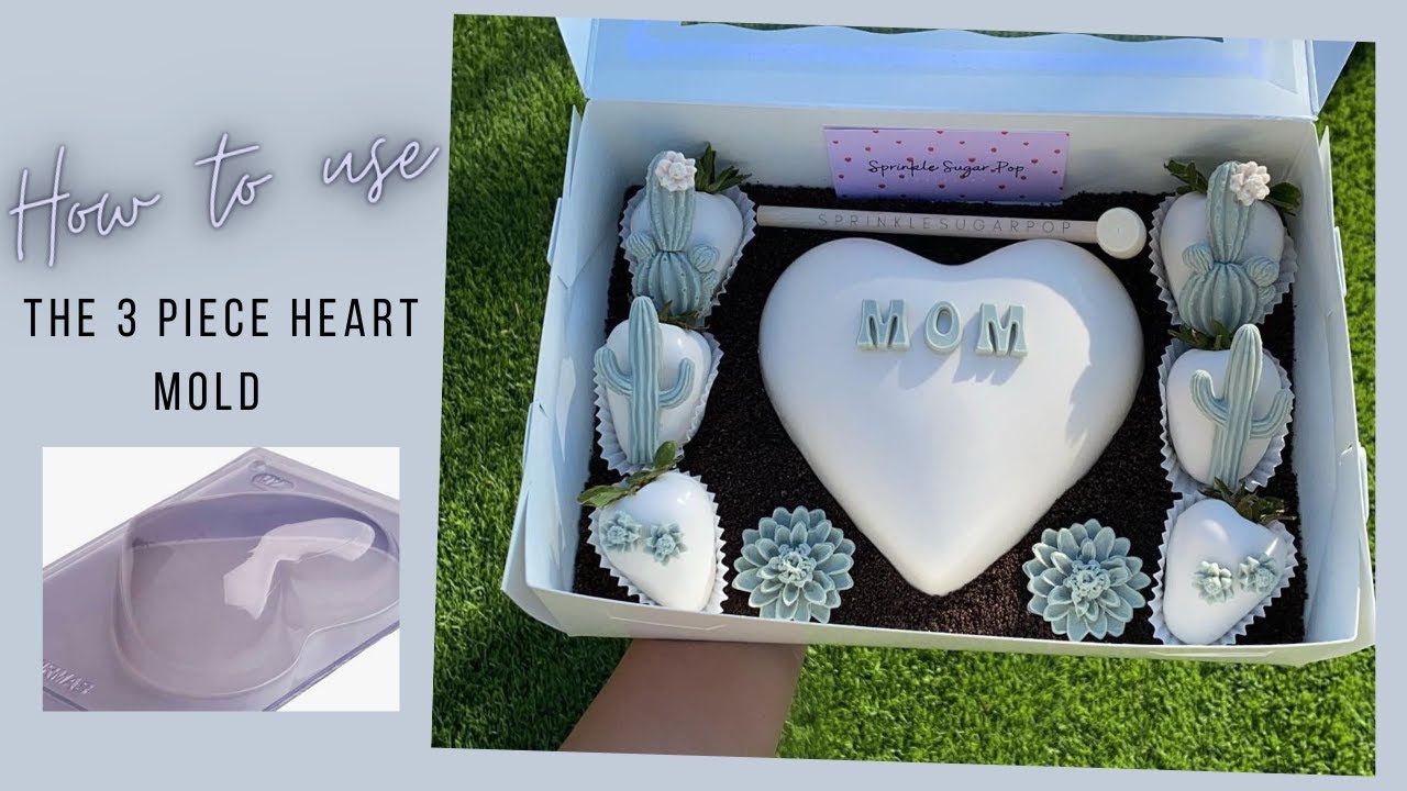 3 PIECE HEART MOLD, BREAKABLE CHOCOLATE HEART MOLD 