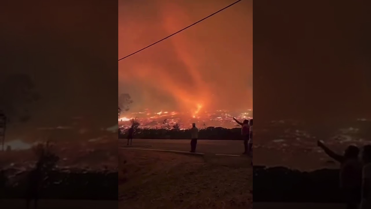 País: Tornado de fogo assusta em Aguiar da Beira [crédito: DR/Via Meteo Trás os Montes - Prt]