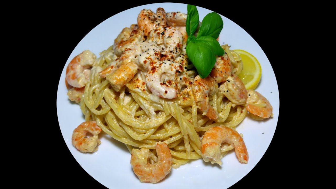 spaghetti aux crevettes sauce blanche YouTube