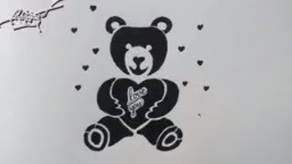 how to draw a tribal teddy tattoo | draw a easy and simple teddy bear holding a heart screenshot 4