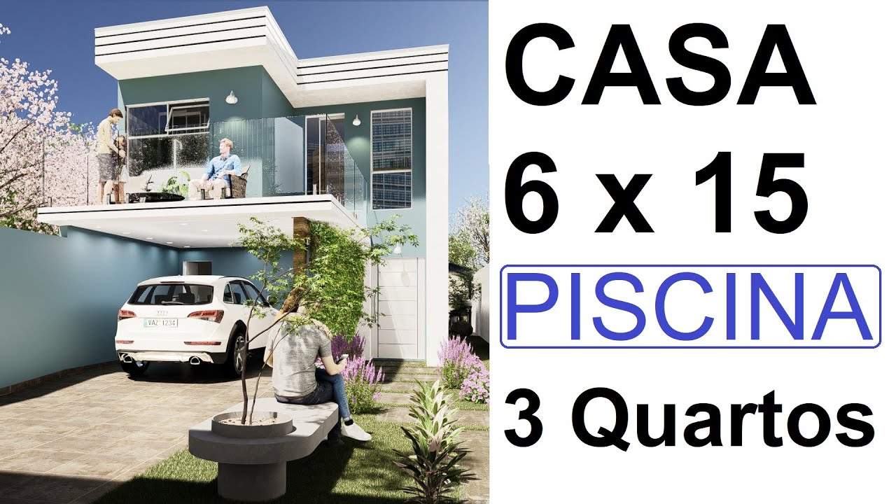 SOBRADO PEQUENO DE 6 POR 15 METROS COM PISCINA # 64