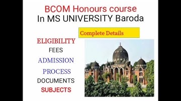 Bcom Honours course in msu | Ms university Bcom honours course