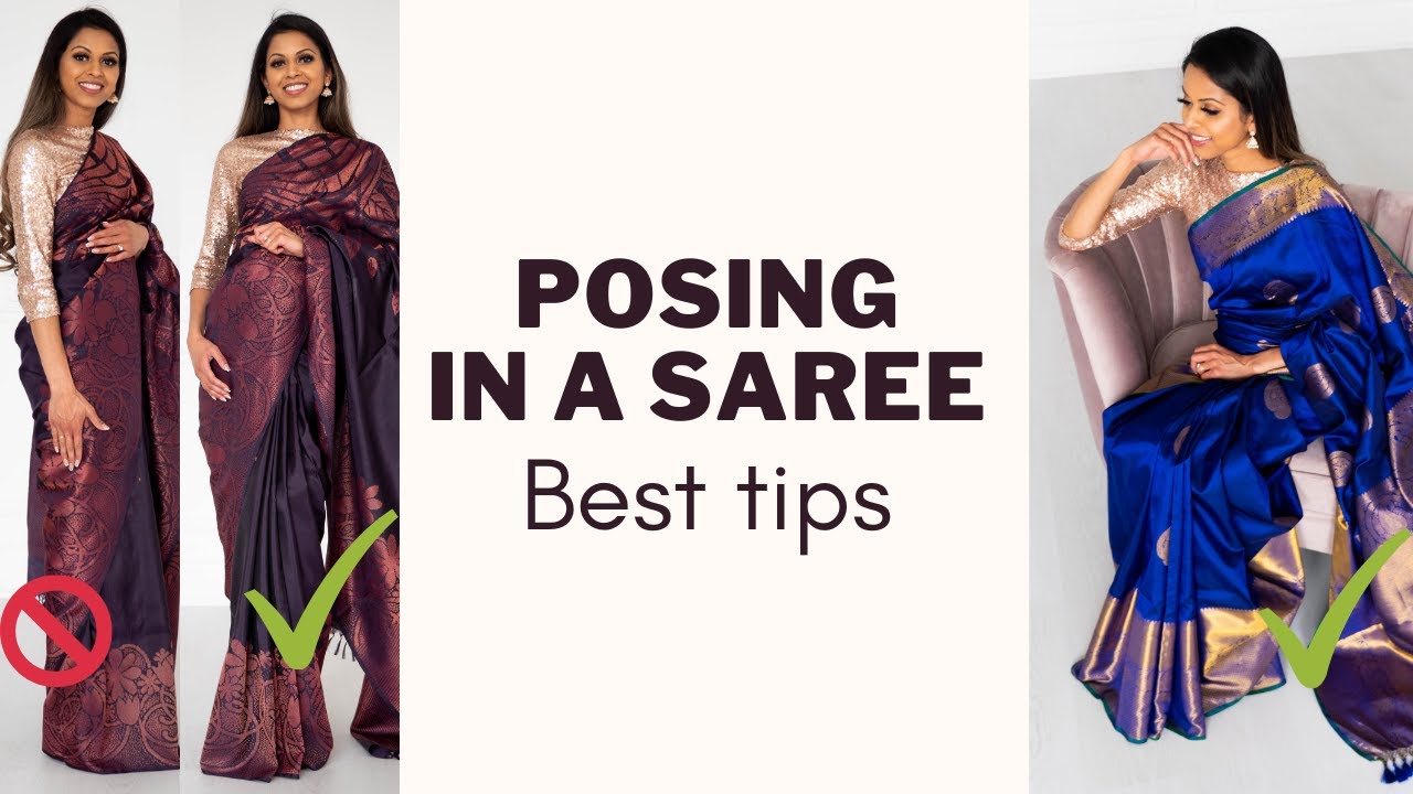 How to Pose in a Saree, Saree Poses for Photoshoot, How to wear Saree for  Beginners