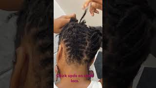 Quick cornrow updo on short microlocs #microlocs #diylocs #interlockingdreadlocks #locs #locstyles