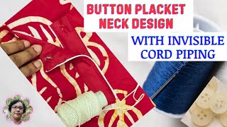 PLACKET NECK DESIGN PLACKET NECK DESIGN CUTTING & STITCHING #neckdesign #buttonplacket #placketkurti