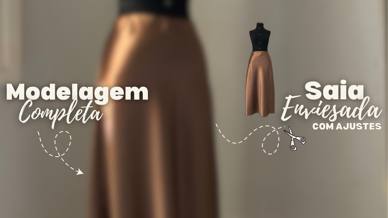 Modelagem de saia enviesada com elástico e revel | E dicas de ajustes