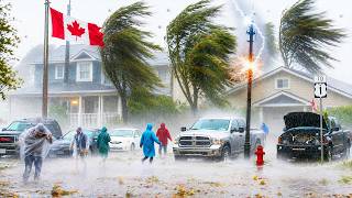Chaos in Edmonton, Alberta!⛈️ Powerful Storms, Violent Winds Uproot Trees, Cause Widespread Damage
