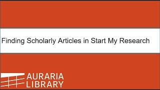 Finding Scholarly Articles in Start My Research