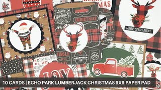 10 Cards | Echo Park Lumberjack Christmas 6x6 Paper Pad and Sticker Book