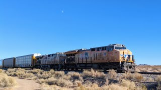 Under A High Moon, Union Pacific 2697 Leads 210-Cars West At Dateland, Arizona December 10th, 2024