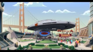 The USS Voyager arrives at its Museum after Boimler saves it - Star Trek: Lower Decks 4x01 