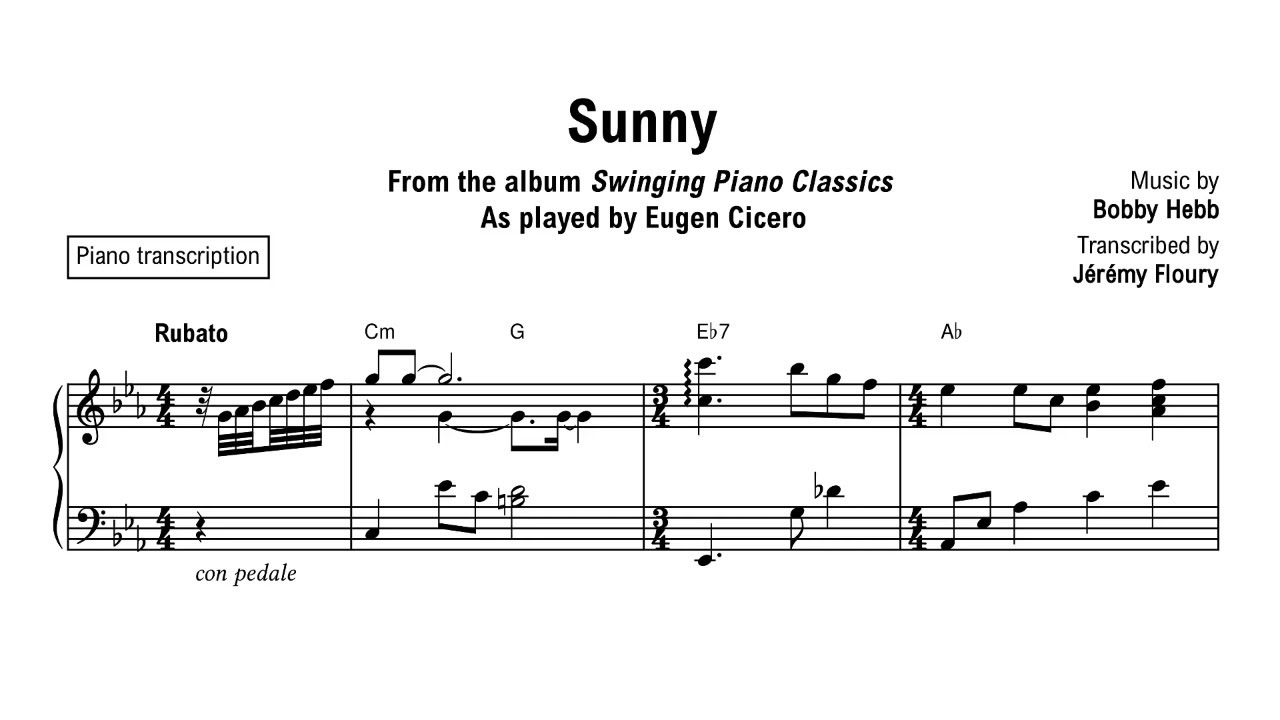 Eugen Cicero - Sunny (piano transcription)