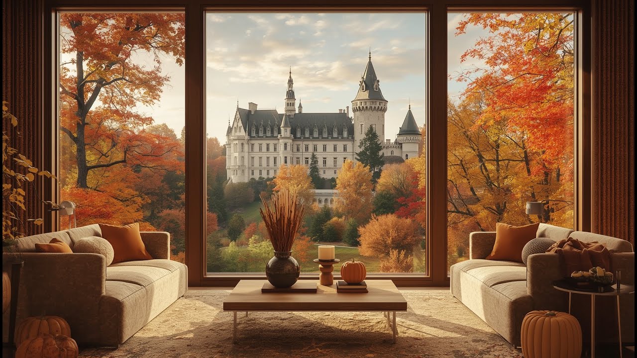 Autumn Castle View | Cozy Living Room Escape | Cosy Mood for the Fall Season