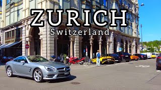 🇨🇭Zurich, Switzerland 4K Stunning Sunny Hour, Luxury Cars Walking Tour 2023