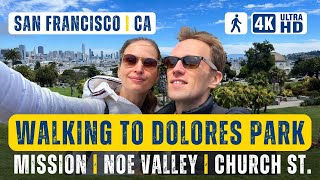 [4K] Walking to Mission Dolores Park in San Francisco, California 🌳 Noe Valley 📍 Church street