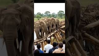 Elephants Plunge from Bridge | AI #Shorts