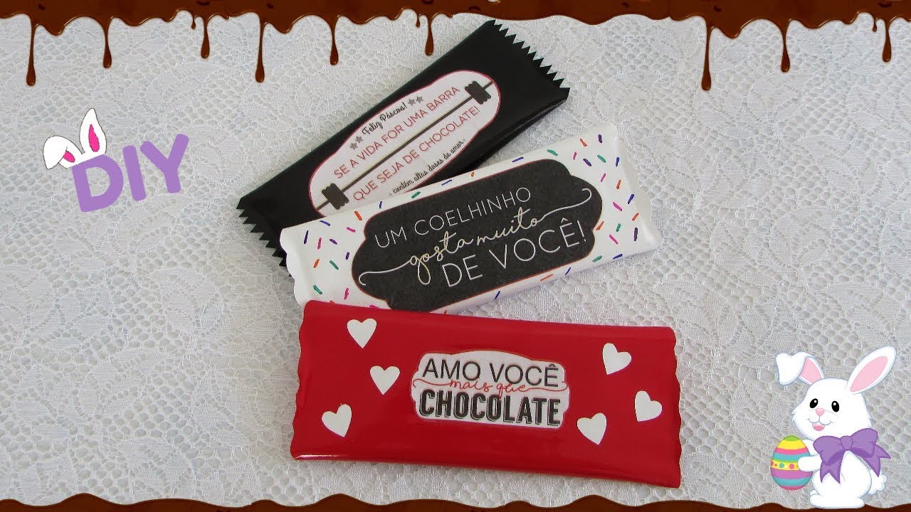 DIY Páscoa | Ideias incríveis para personalizar barras de chocolates usando  papel adesivo - YouTube
