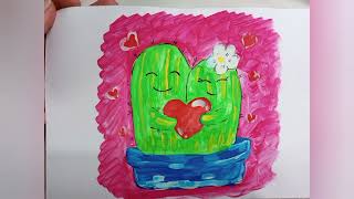 Малюємо фарбами закоханих кактусів. Гурток "Чарівна палітра".