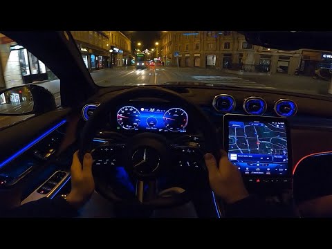 2023 Mercedes-Benz GLC driving at night POV - CRAZY AMBIENT LIGHT options