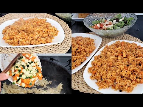 فكرة للعشاء الأرز بالخضر و الدجاج كيجي لذيذ متشبعوش منو