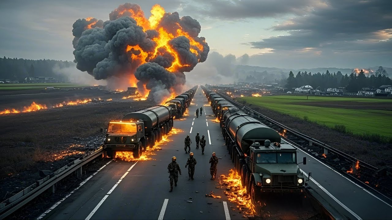 Ужас! Американская колонна грузовиков, перевозивших ядерные материалы, была уничтожена российским ра