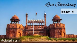 Live Sketching Work Of Red Fort New Delhi || How To Draw Basic Structural Buildings || Abdsrtm Arts screenshot 1
