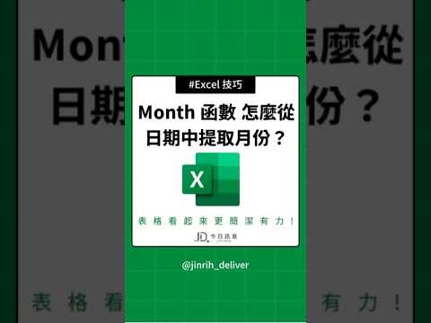 Excel month 函數:怎麼從日期中提取月份? #excel #googlesheets #shorts|#今日訊息