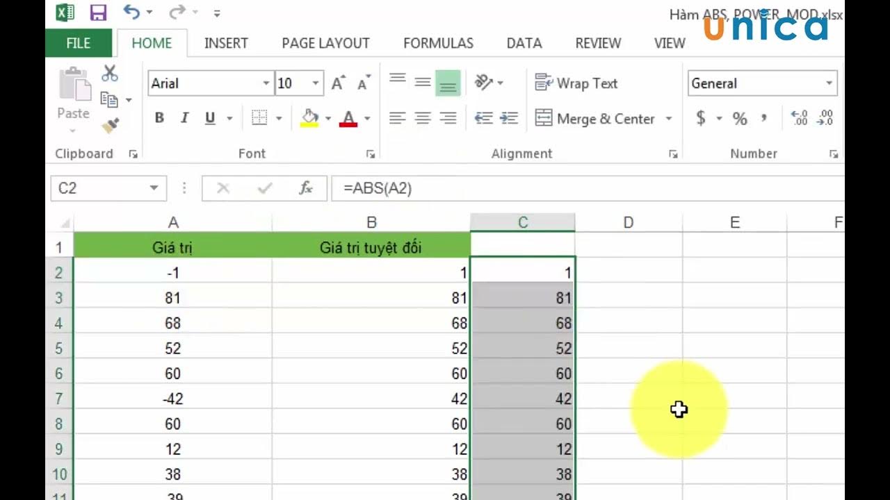 Học Excel Hàm ABS, POWER, MOD YouTube
