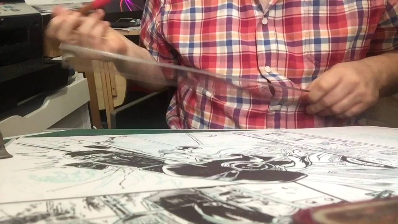 Inking straight lines using a brush/dip pen