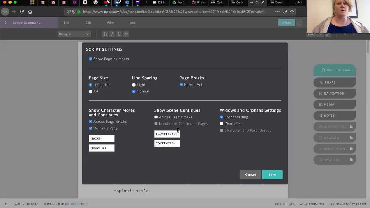 Script Settings in Celtx - YouTube