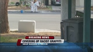 Cleaning crews covering up racist graffiti