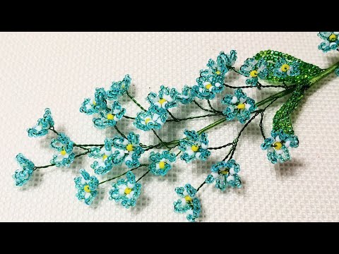 Незабудки из бисера МК от Koshka2015 - цветы из бисера, бисероплетение, МК  Forget me not flowers