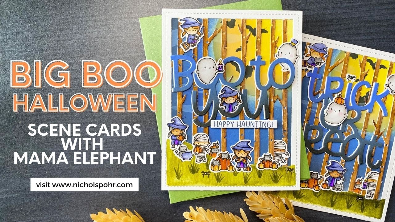 Big Boo Halloween Scene Cards (Mama Elephant)