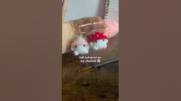 easiest project ever? 🍓 crochet baby mushroom keychain beginners #crochet #beginner #amigurumi
