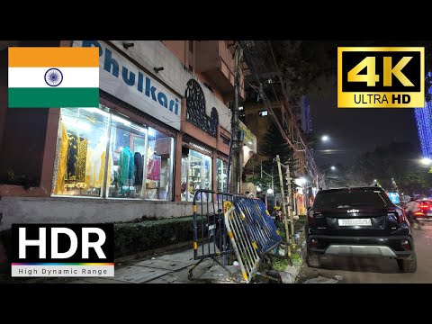 Kolkata 4k walk - Downtown night tour in India 4k 60fps