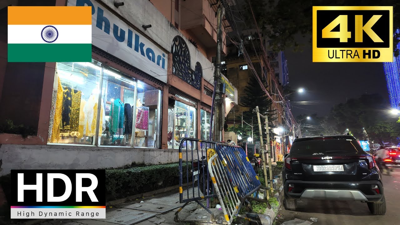 Kolkata 4k walk - Downtown night tour in India 4k 60fps