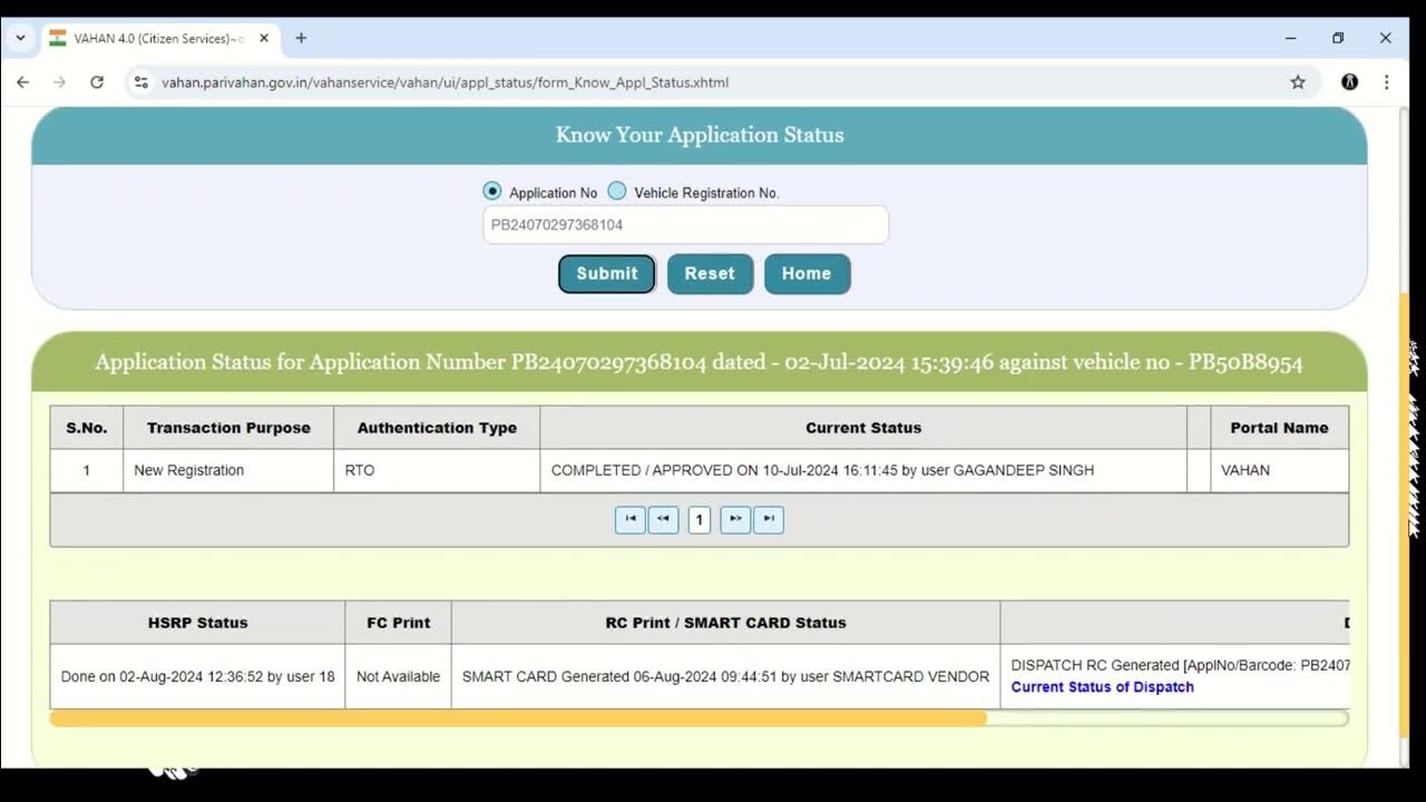 Know you application status of any service related to vehicle on