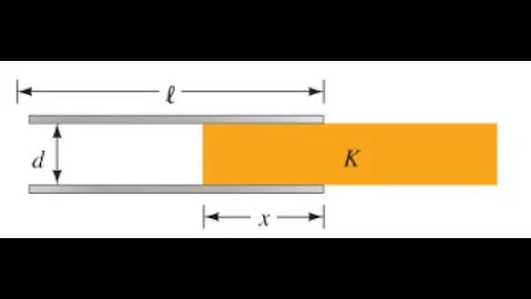 (24-63) A slab of width d and dielectric constant K is inserted a distance x into the space between