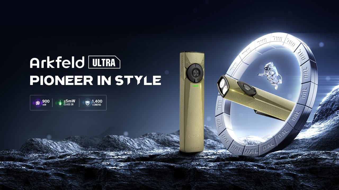 Olight Arkfeld Ultra 1400lm UV Green Laser Flat EDC Flashlight