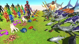 SPIDER WAR🕷️- SPIDER FAMILY vs AQUA FAMILY - Animal Revolt Battle Simulator