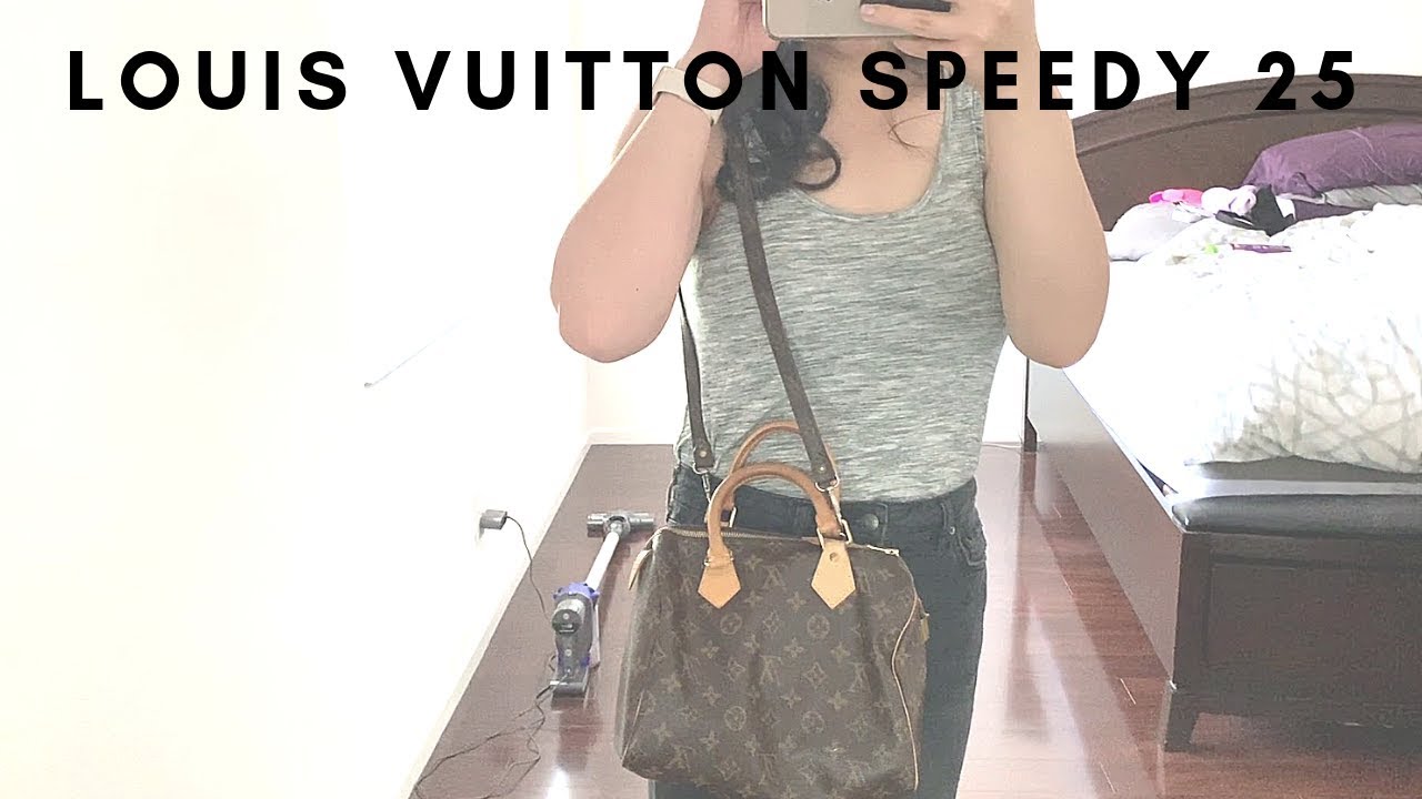 WHAT'S IN MY BAG LOUIS VUITTON SPEEDY 25 MODELING 