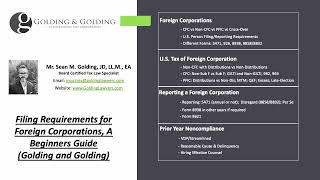 Foreign Corporation Tax Filing & Reporting: GILTI, Subpart F Income, 965, 5471, 8938, 8621 & More by Golding & Golding International Tax Lawyers 115 views 3 months ago 10 minutes, 32 seconds