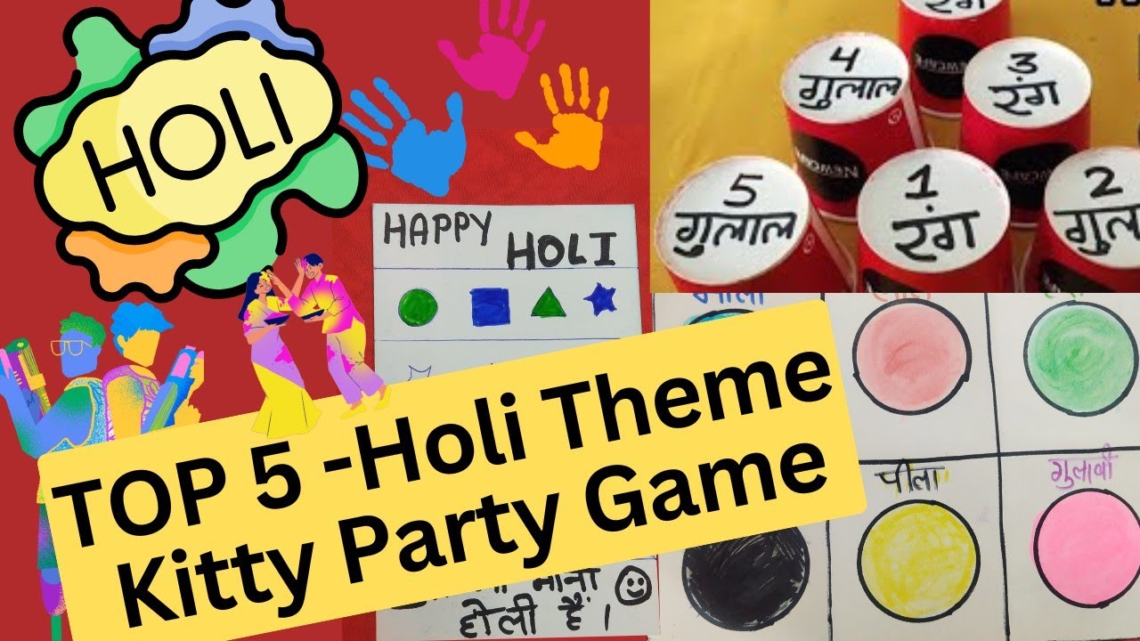 TOP 5 GAMES FOR HOLI KITTY PARTY⭐HOLI GAMES #holi #groupgame for holi #punctualityholigame#funnygame