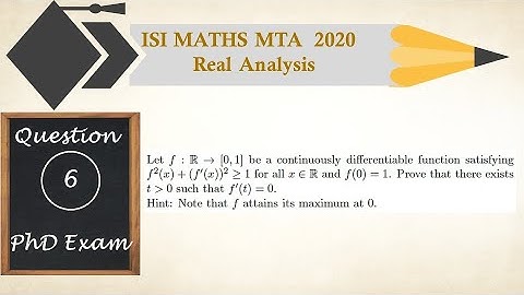 ISI Maths MTA 2019 Solutions| Question 6 | Real Analysis | Maxima Minima | First derivative|PhD Exam