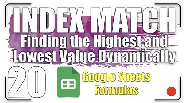 INDEX MATCH - Finding the Highest and Lowest Value Dynamically | Google Sheets Formulas 20