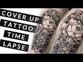 Cover up tattoo  peony and mandala dotwork