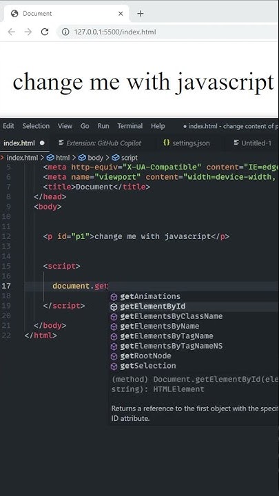 how to change text of a html paragraph tag using JavaScript - YouTube