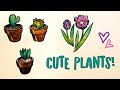 How to Draw Cute Plants Tutorial // Cute Cacti &amp; Tulips