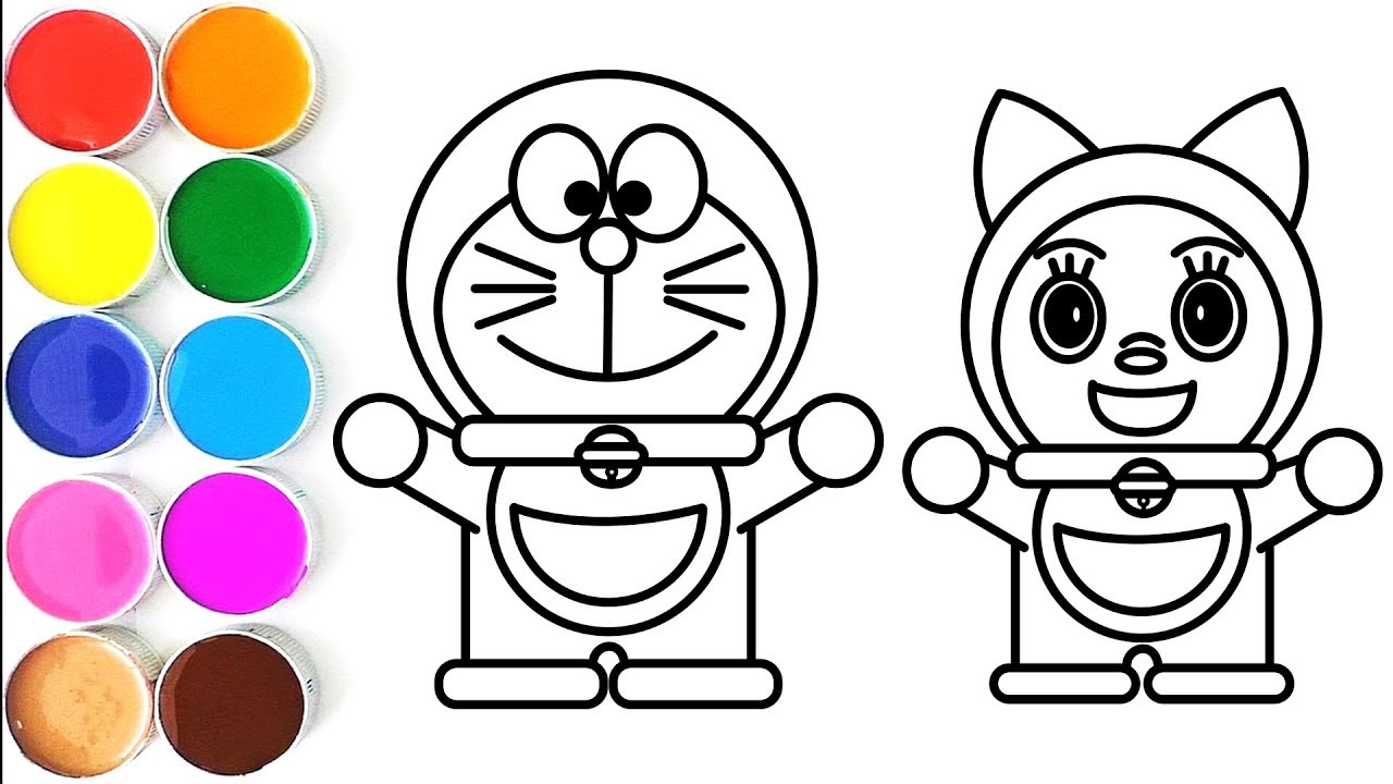Doraemon and Dorami Coloring Pages for Kids Learn Drawing ...